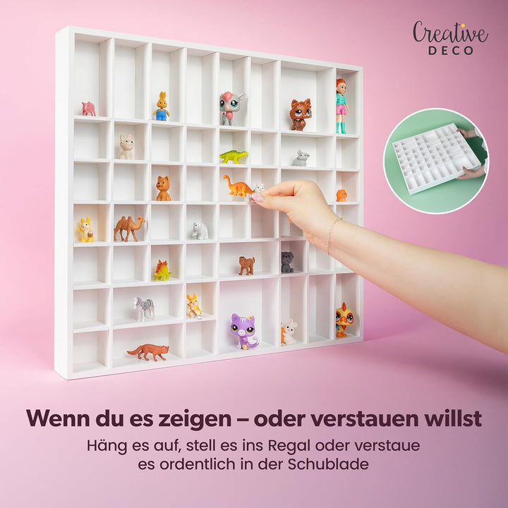 Creative Deco Weisse Setzkasten Holz Sammelbox Holztablett 51 Fächer | 52 x 46 x 5 cm | Bemalen Holz