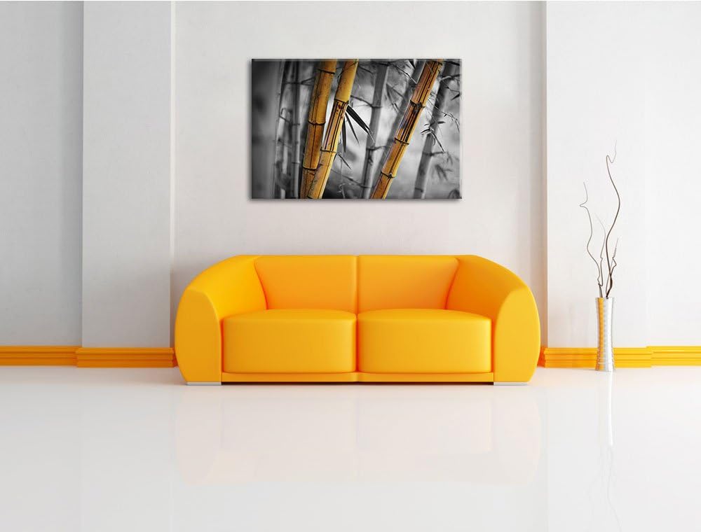 alter rustikaler Bambus schwarz/weiss Format: 100x70 auf Leinwand, XXL riesige Bilder fertig gerahmt
