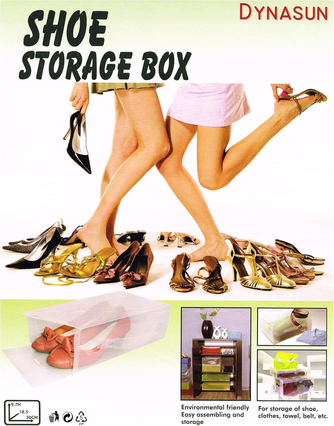 DynaSun 30x PP368TG Schuhbox Schuhkasten Lagerkasten Box Schuhschachtel für Aufbewahrung Schuhe Falt