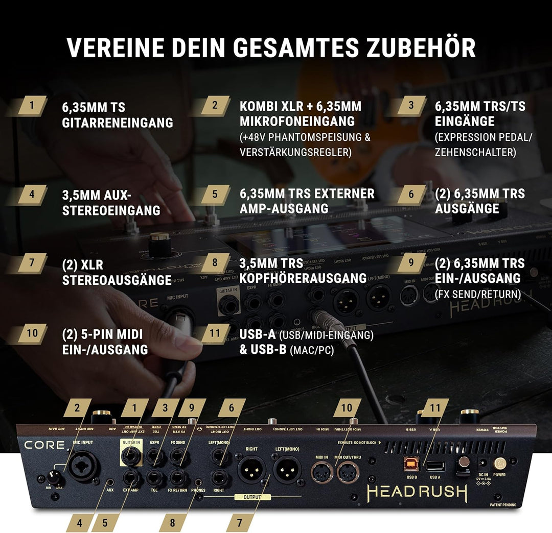HeadRush Core - Gitarre und Vocal Multi Core Effekt Amp Modelling Prozessor mit Cloning, Looper, Ant