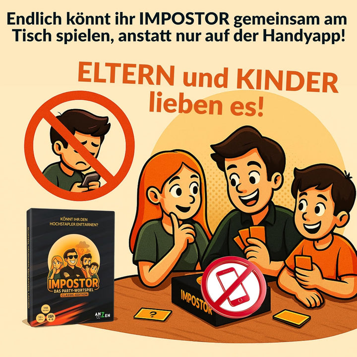 IMPOSTOR - Das Party-Wortspiel - Classic-Edition | Imposter Kartenspiel | Könnt ihr den Hochstapler