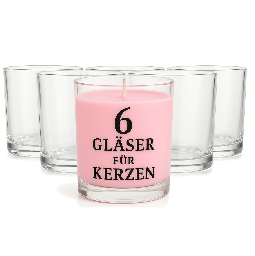 Glasmark KROSNO 1992 Kerzengläser Set 6 Stück Kerzen Gläser zum Kerzenmachen Transparent Leer DIY 18