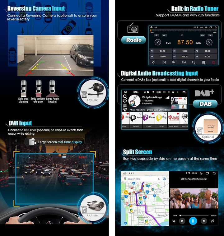 Erisin 9 Zoll Android 14 8-Core Autoradio GPS Navigator für FIAT 500X 2014-2019 mit Touchscreen Wire