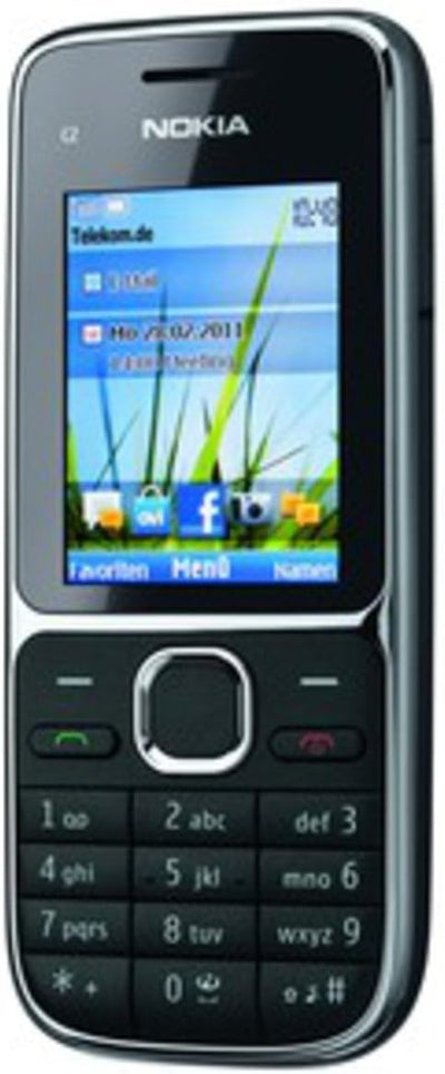 Nokia C2-01, unlocked, 46 MB, Handy (Ohne Branding, 5,1 cm (2 Zoll), 3,2 Megapixel Kamera) schwarz,