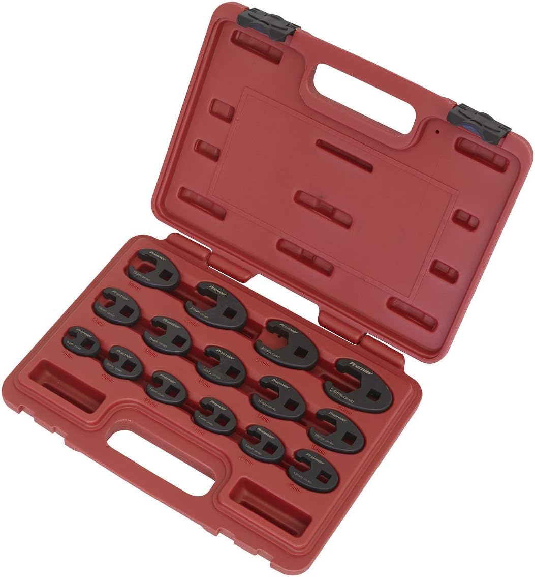 SEALEY Krähenfuss 15PC Maulschlüssel-Satz 3/8 "SQ DRIVE Metric 8mm-24mm Silber, 8mm-24mm Silber
