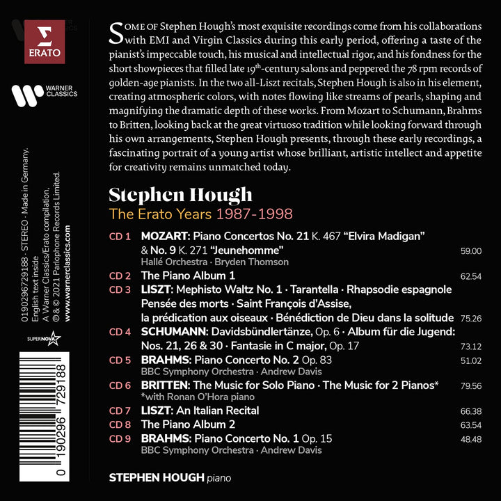 S.Hough:the Erato Recordings 1987-1998, Audio-CD