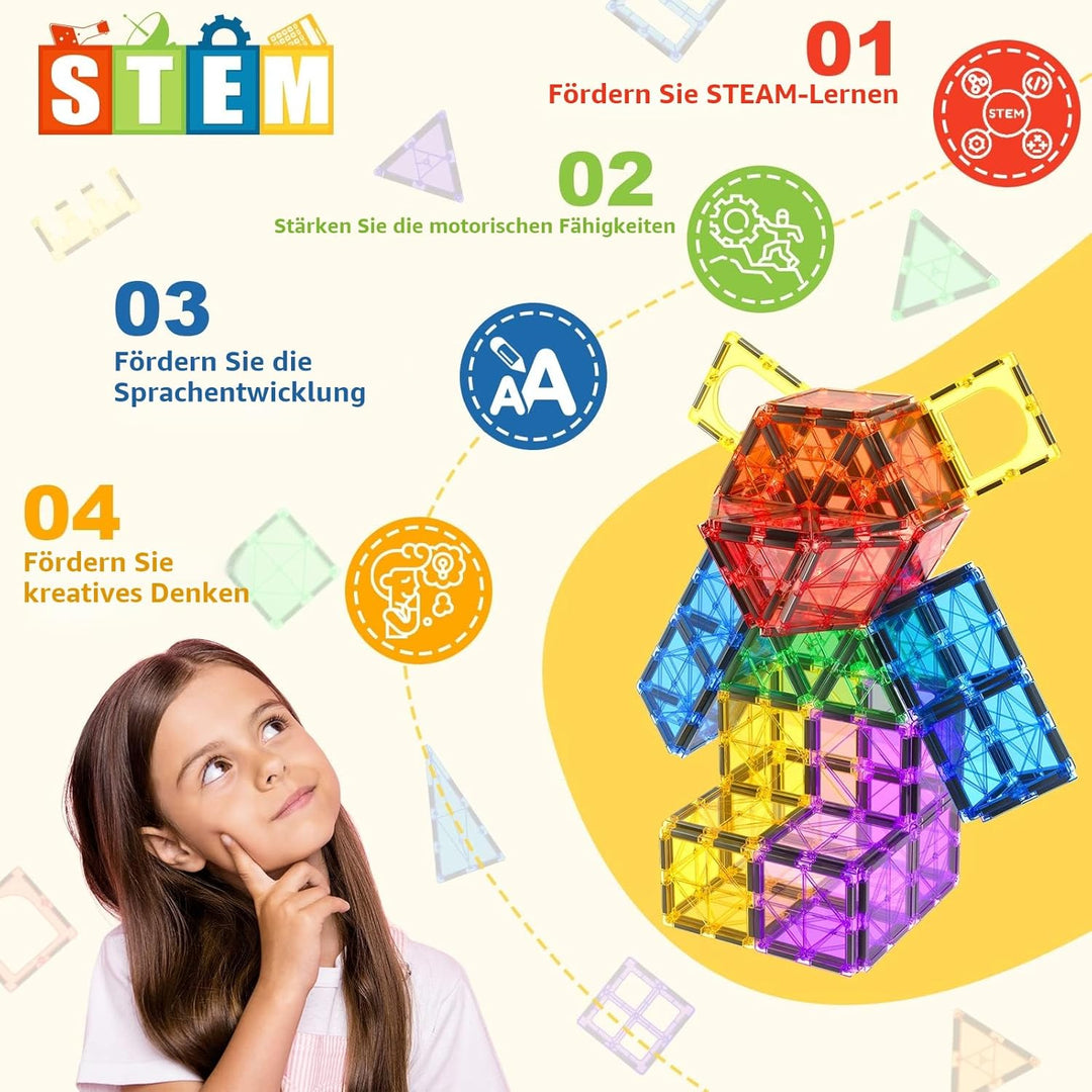 60magnetische Bausteine,Kinderspielzeug,STEM-Magnetblöcke,sensorisches Spielzeug, Kinderspiele, Magn