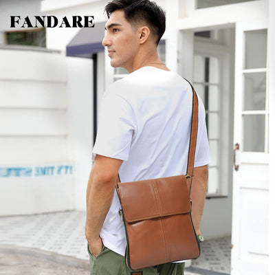 FANDARE Umhängetasche Herren Leder Handy Schultertasche Herrentasche zum Umhängen Wasserdicht Messen