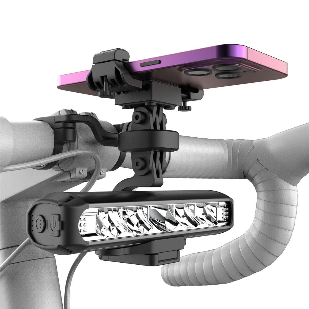 Fahrradlicht Vorne + Handyhalterung Fahrrad 2 in 1 5 LEDs 4-Lichtmodi 8000mah 2600 Lumens USB C Lade
