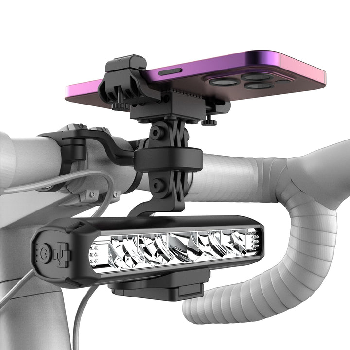 Fahrradlicht Vorne + Handyhalterung Fahrrad 2 in 1 5 LEDs 4-Lichtmodi 8000mah 2600 Lumens USB C Lade