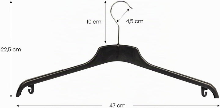 20 x Kleiderbügel Kunststoff CMG 47 cm Schwarz Anti-Rutsch Jackenbügel Hemden Trikots Mäntel Winterm