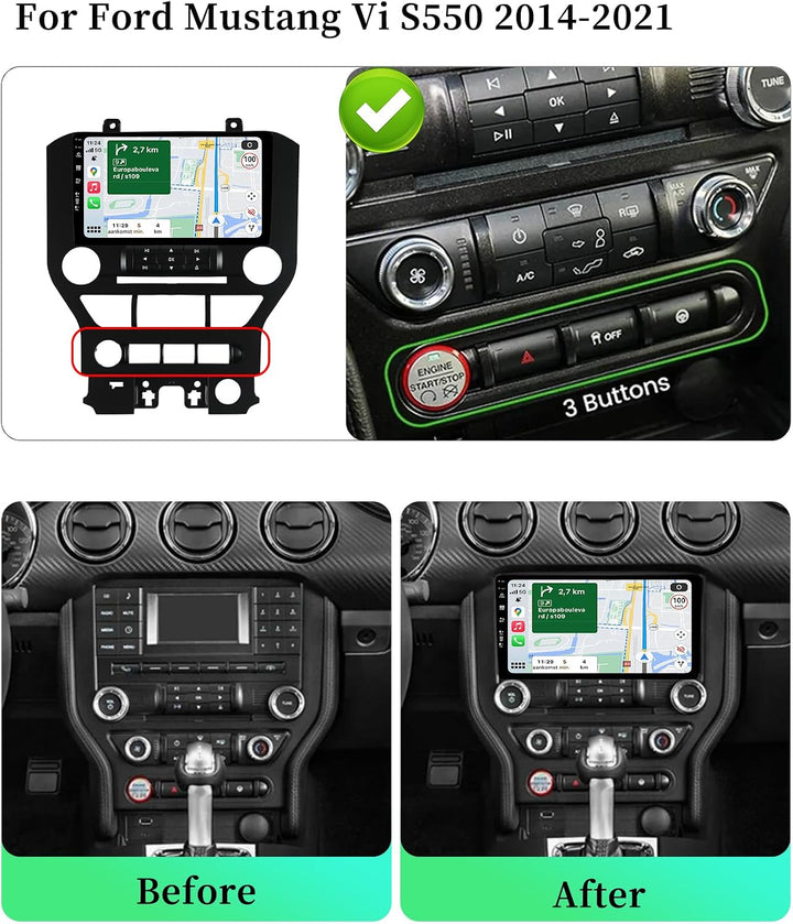 Android 15 IPS Autoradio Passt für Ford Mustang (2015-2020) - Eingebautes CarPlay Android Auto - KOS