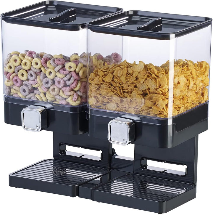 Rosenstein & Söhne Müslispender: Doppel-Spender für Cerealien & Snacks, 33,5 x 30,5 x 16,5 cm, schwa