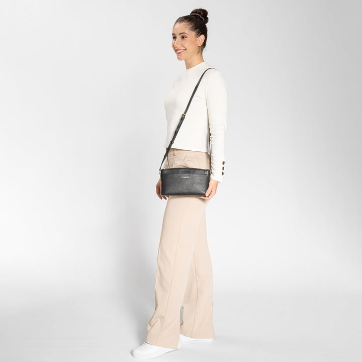 Lazarotti Bologna Leder Umhängetasche Damen | verstellbarer Schultergurt | mittelgrosse Crossbody Ba
