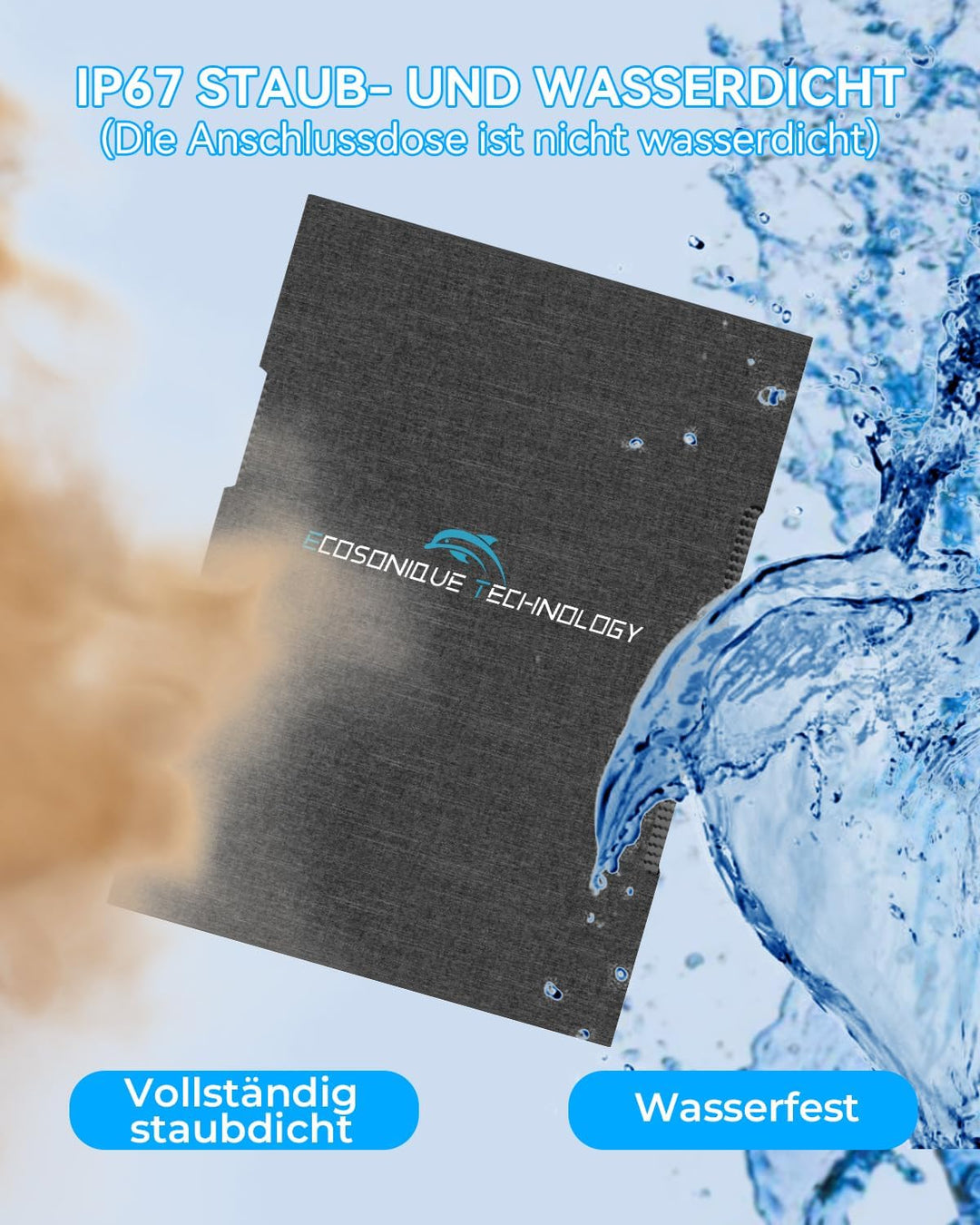 Ecosonique 30W Faltbar Solarpanel,IP67 Wasserdicht Solar Ladegerät USB-A USB-C für Handy Kamera Powe