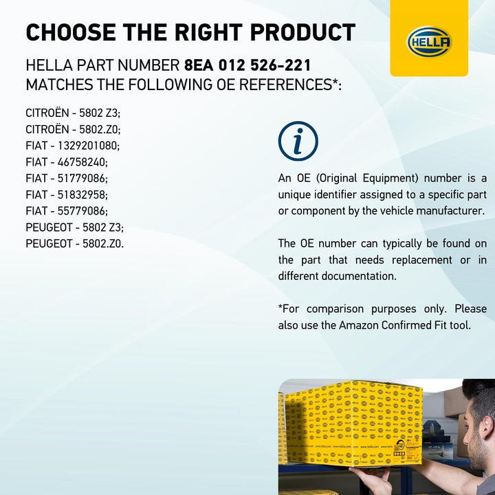 HELLA - Starter/Anlasser - 12V - 2.5kW - für u.a. Fiat Ducato Chassis (250_, 290_) - 8EA 012 526-221