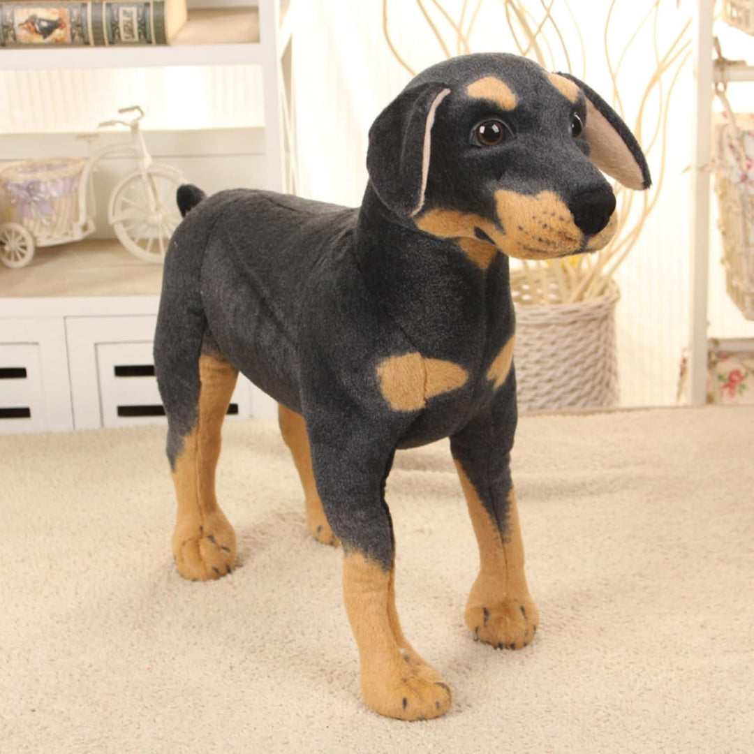 champracer Simuliertes Tier Hund Plüschtier lebensechter Rottweiler-Welpe Plüsch Stoffhund Plush Toy