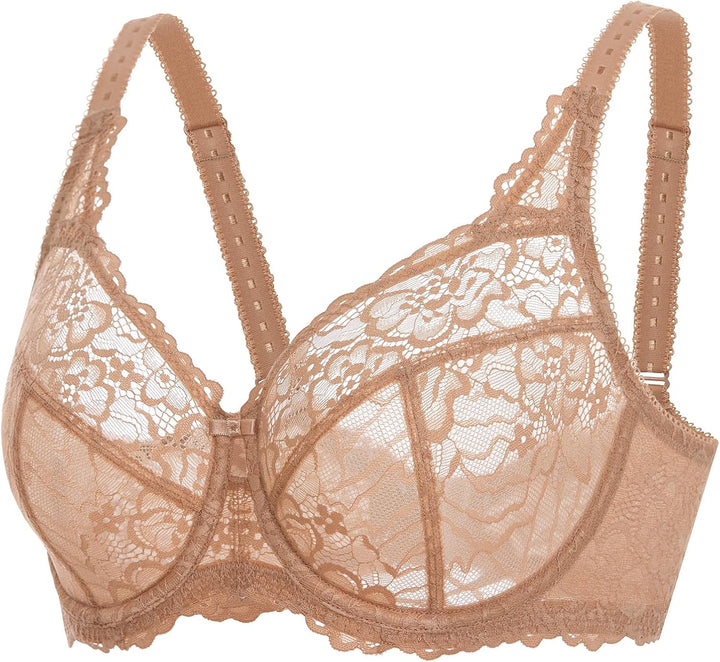 DELIMIRA Damen Minimizer BH Grosse Grössen ohne Polster Vollschalen mit Spitze 75D Kaum Buff, 75D Ka