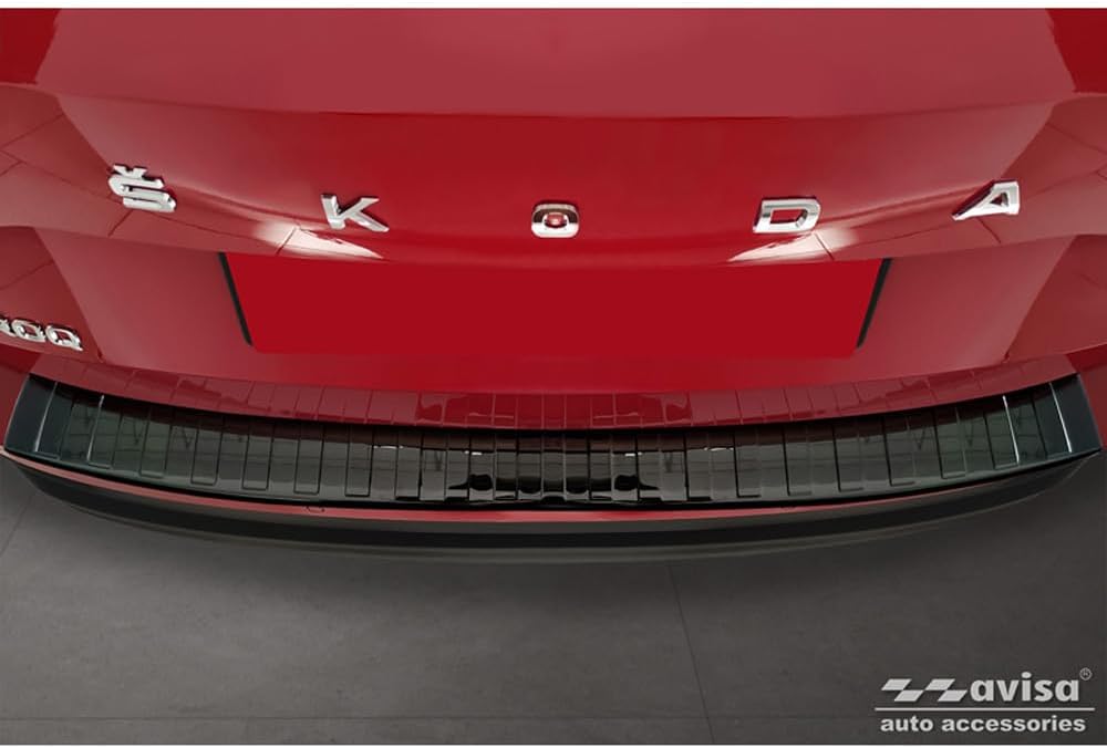 Avisa Spiegelschwarz Edelstahl Heckstossstangenschutz kompatibel mit Skoda Karoq Facelift incl. Spor