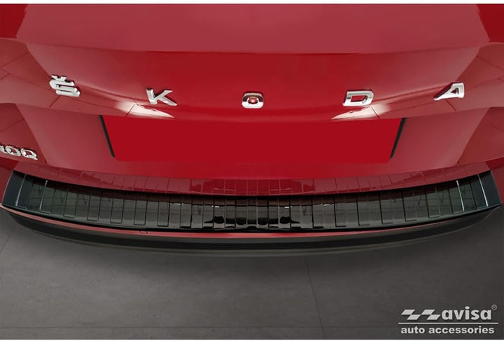 Avisa Spiegelschwarz Edelstahl Heckstossstangenschutz kompatibel mit Skoda Karoq Facelift incl. Spor