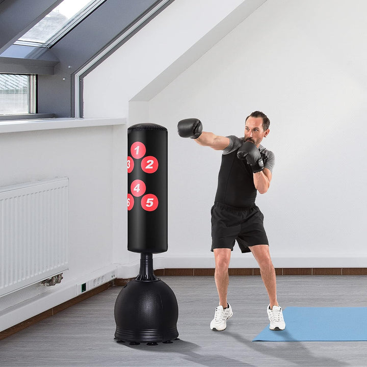 HOMCOM Boxsack Stehend 165cm Erwachsene Freistehender Heavy Duty Standboxsack mit Saugnapf-Basis Box