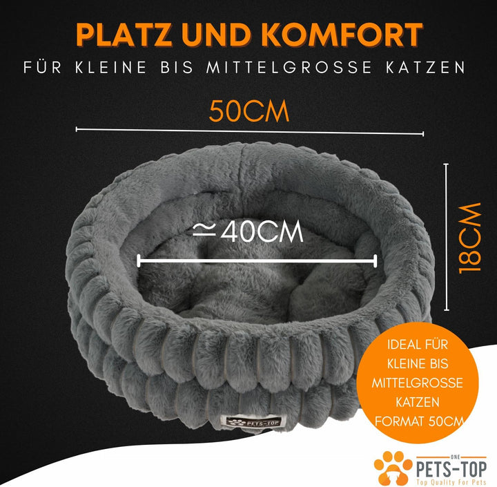 One PETS-TOP Katzenbett Flauschig – Katzenkissen Rund Weich – Cat Bed Waschbar – Schlafplatz für Kat