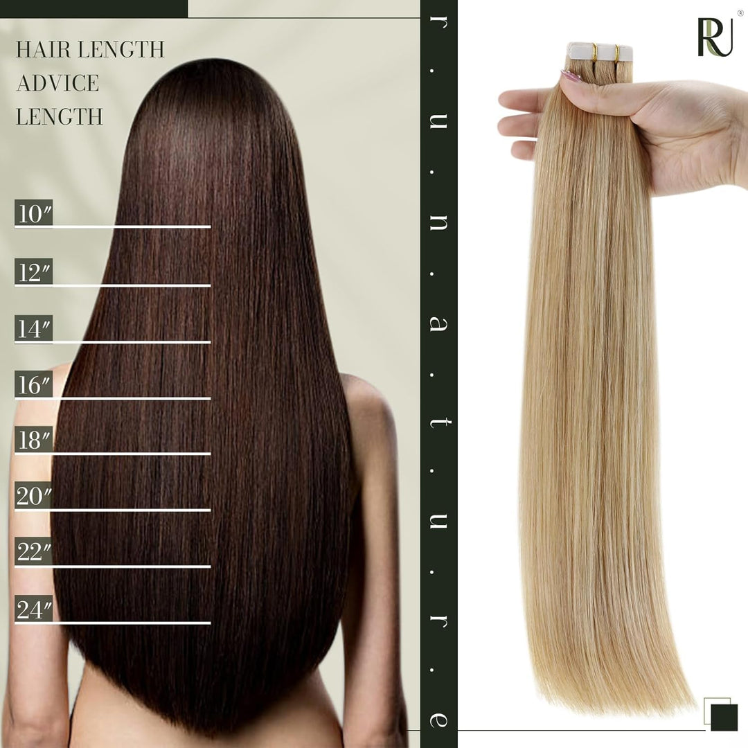RUNATURE Tape Echthaar Extensions Blond Highlight 35cm Remy Echthaar Tape in Extensions Menschenlich