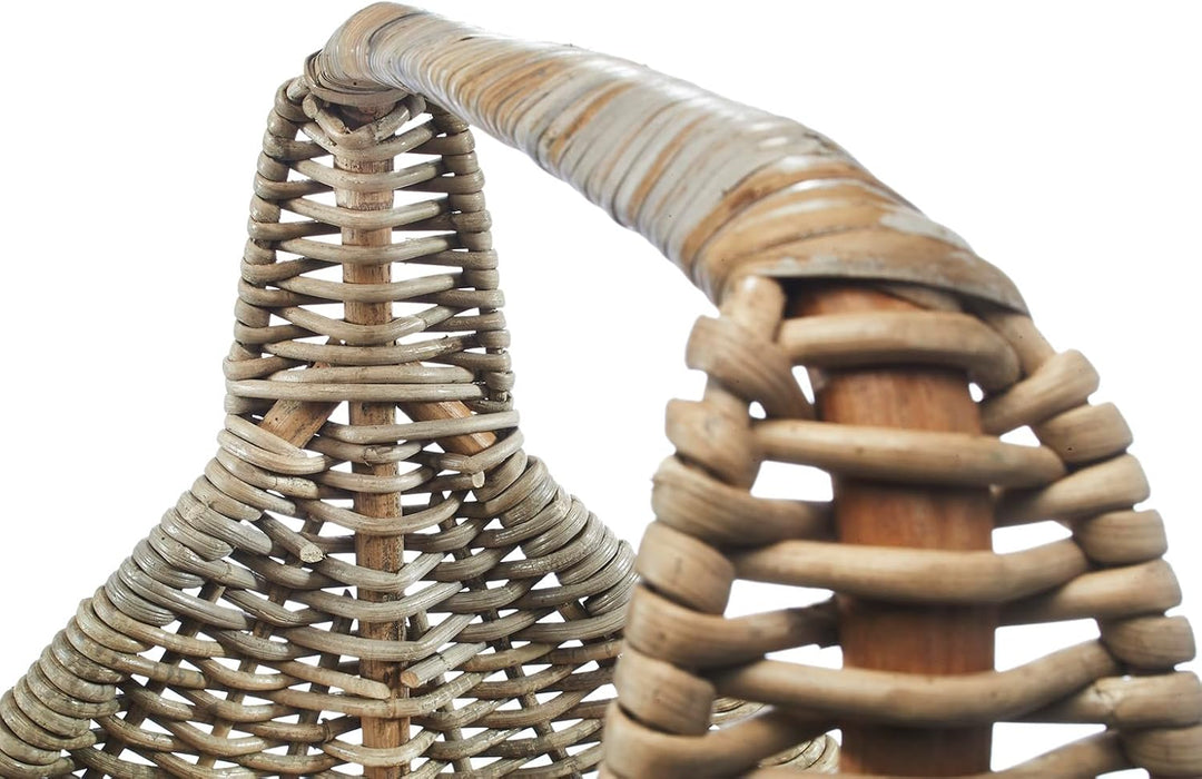 Kobolo Holztrage Holzkorb für Kaminholz - Rattan kubu grey - mit Leinenstoff und Henkel ausgestattet