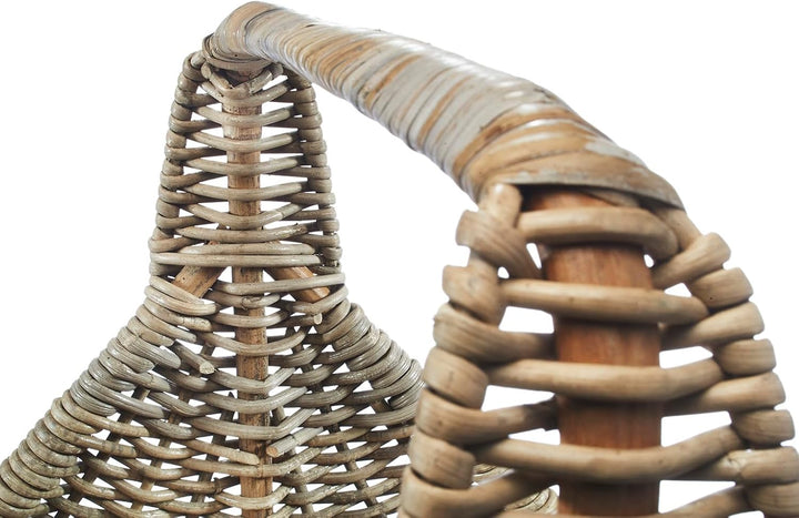 Kobolo Holztrage Holzkorb für Kaminholz - Rattan kubu grey - mit Leinenstoff und Henkel ausgestattet
