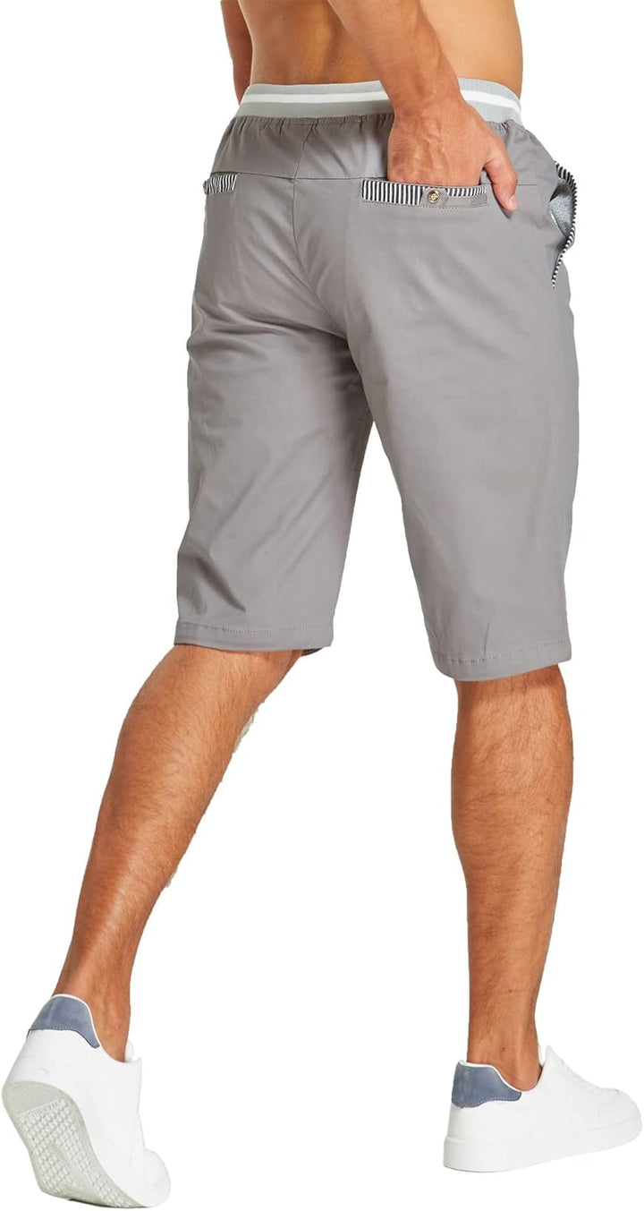JustSun Kurze Hosen Herren Shorts Chino Baumwolle Sommer mit Tunnelzug S Grau, S Grau