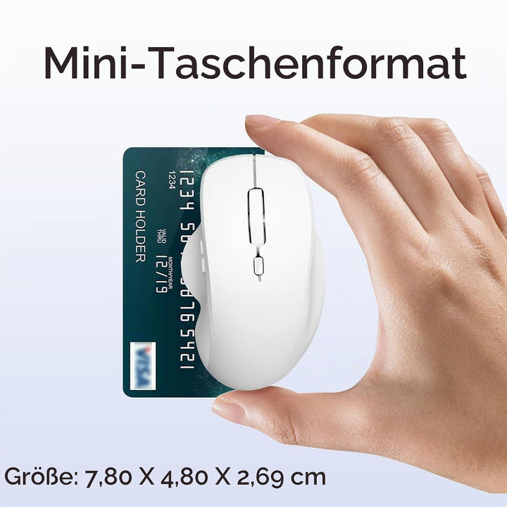 Uiosmuph Mini Bluetooth Maus kabellos, Leise Bluetooth Funkmaus (BT 5.0/5.1+2.4G), USB-C wiederaufla