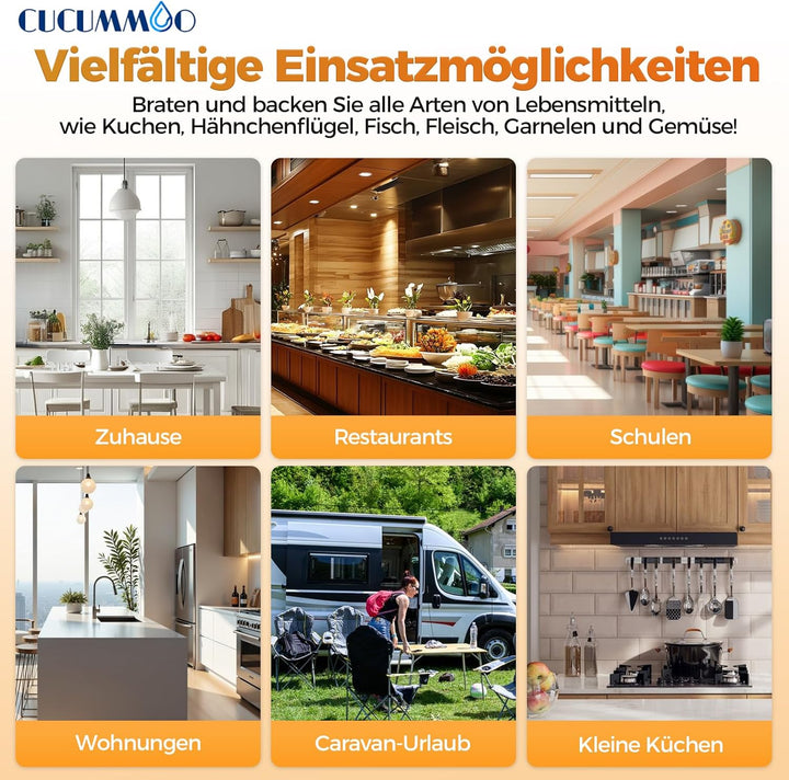 Heissluftfritteuse/Air Fryer, 3.3L Smart Airfryer mit Full Touch Screen & Sichtfenster, Garen und Ba
