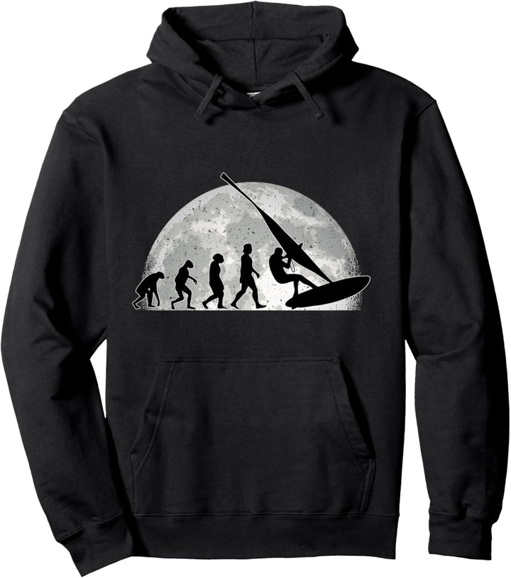 Windsurfer Evolution Mond Windsurfing Surfer Windsurf Pullover Hoodie