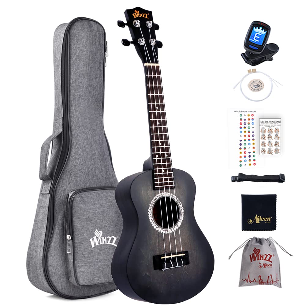 Winzz 23" Ukulele Konzert Anfänger Set Kinder Erwachsene, Einzigartiges Farbdesign, mit Tasche, Stim