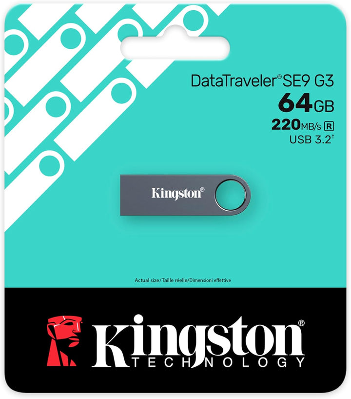 Kingston DataTraveler SE9 Gen 3-64GB - 220MB/s beim Lesen - Metall - USB-Stick 3.2 Gen 1 - Dunkles N