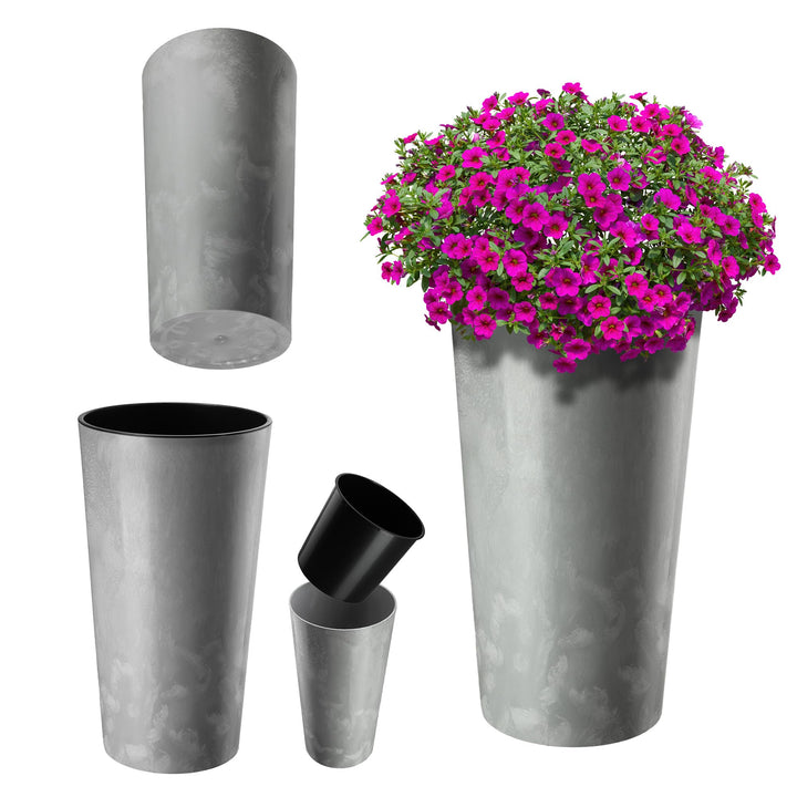 KADAX Blumentopf mit Holzspänen, eleganter Übertopf mit herausnehmbarer Einlage, Blumentopfschutz fü