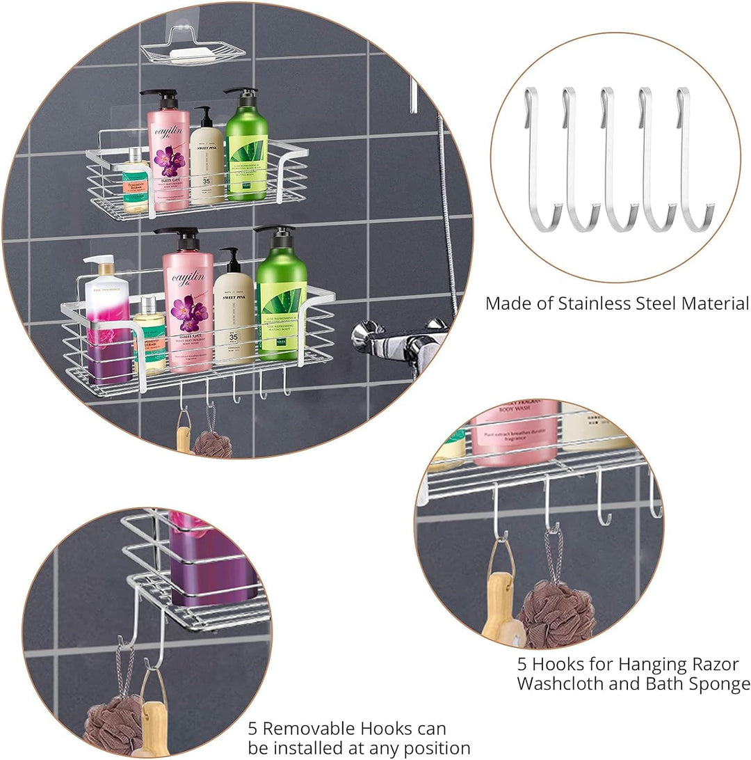 Kamtop 3pcs Duschkörbe Ablagen Wandablage Duschkorb Duschablage Seifenschale ohne Bohren, selbstkleb