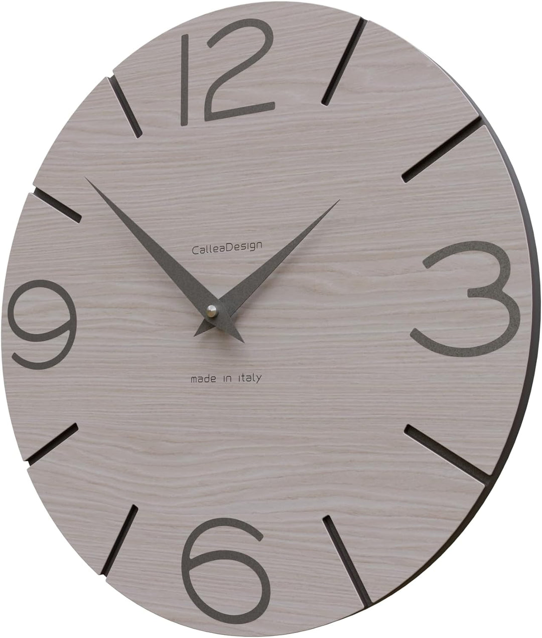 CalleaDesign Wanduhr Smile Eichenbrise und Grauer Quarz Rund 30 cm Schlichtes und modernes Design Ge