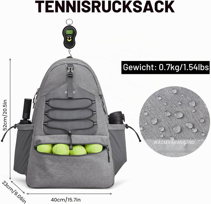 G4Free Tennistasche, Tennisrucksack für Damen und Herren, grosse Pickleball-Tasche, hält 4 Schläger