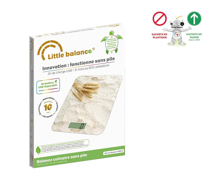 LITTLE BALANCE La Beauce 8716 Slim USB-R Küchenwaage ohne Batterie, wiederaufladbar, USB, reparierba