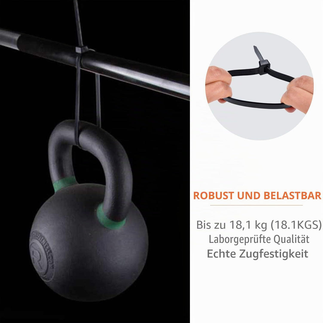 Kabelbinder Set 700 Stück Kabelbinder Schwarz, UV Beständigkeit 300/250/200/150/100 mm x 3,6 mm Sort
