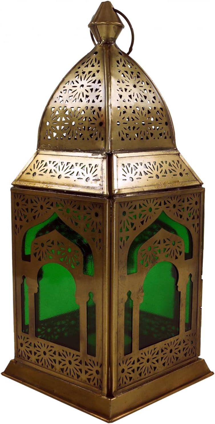 GURU SHOP Orientalische Metall/Glas Laterne in Marrokanischem Design, Windlicht, Lila, Farbe: Lila,