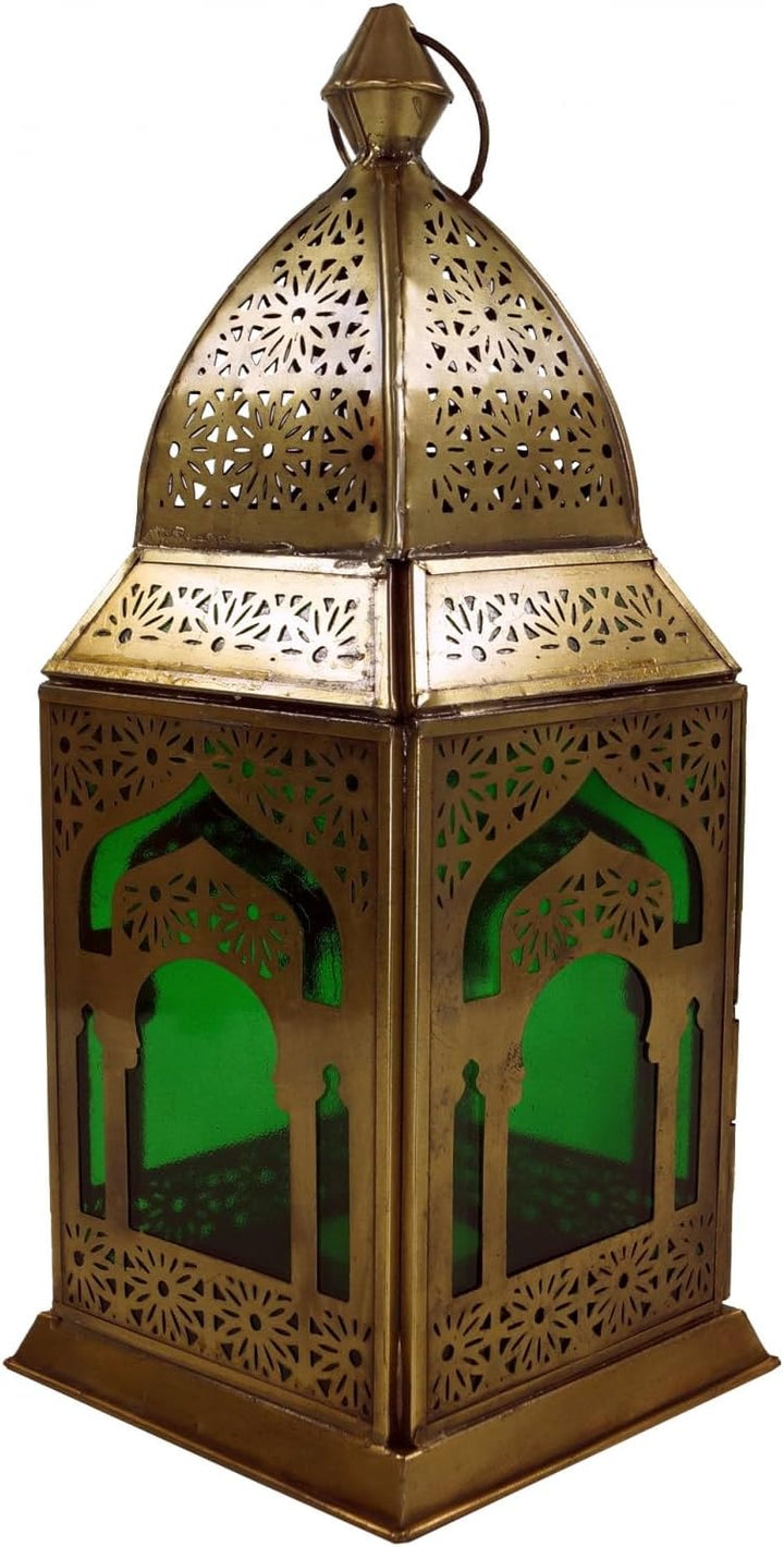 GURU SHOP Orientalische Metall/Glas Laterne in Marrokanischem Design, Windlicht, Lila, Farbe: Lila,