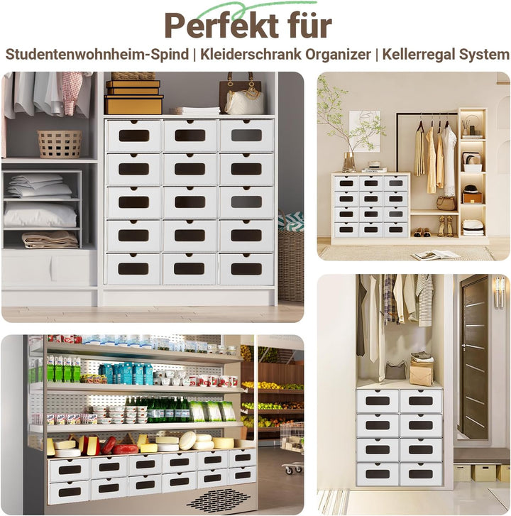 35×23×13 cm - 10x Schuhaufbewahrung Reinweiss mit Sichtfenster – Faltbare Schuhbox aus Kraftpapier,