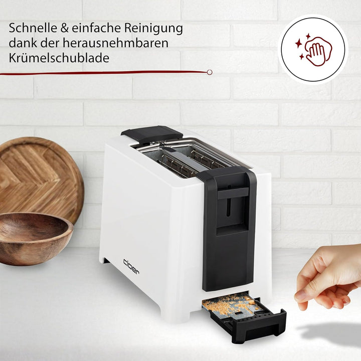 Cloer 3531 Full-Size Toaster für 2 XXL Toastscheiben, 750-900 Watt, Toast-Check-Funktion, Brötchenau