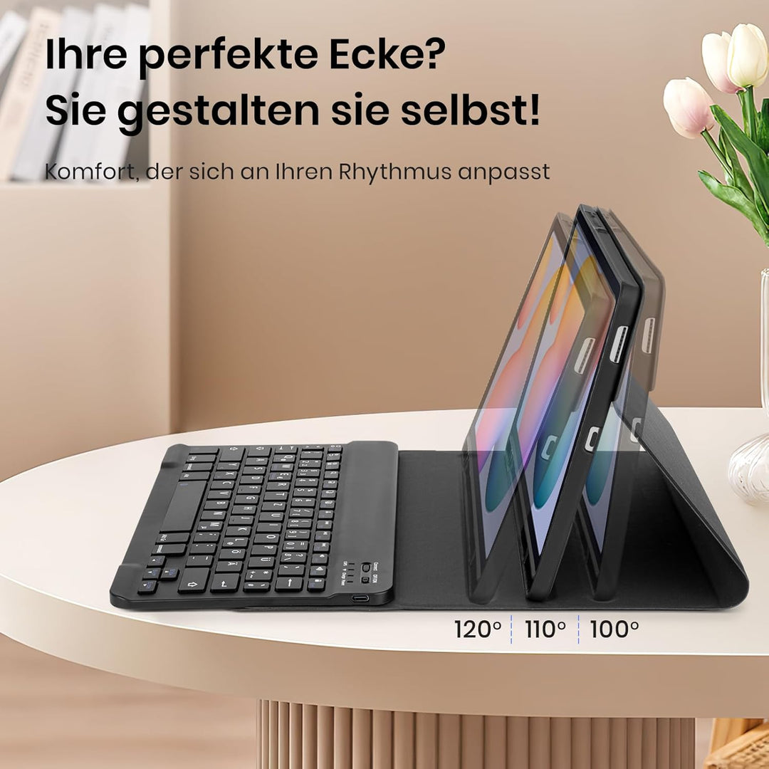 KTOITION Tastatur Hülle für Samsung Tab S6 Lite 10,4 Zoll (Modell 2020/2022/2024) – Hülle mit QWERTZ