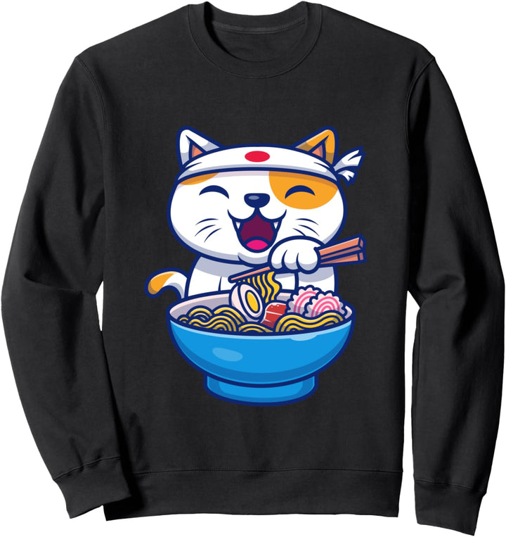 Anime Deko Weeb Japan Kawaii Japanische Ramen Nudeln Katze Sweatshirt