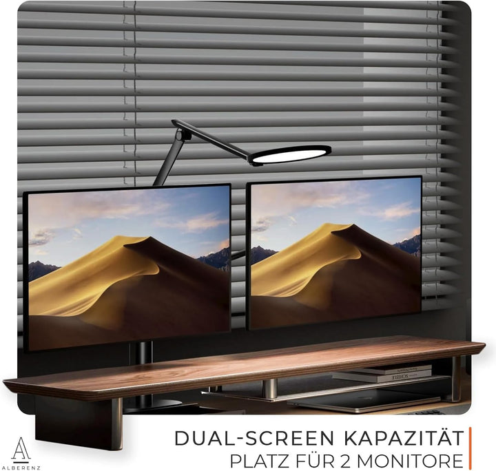 Monitorständer aus Walnussholz – Ergonomischer Bildschirm-Ständer für 1 Monitor bis 35 Zoll, mit int