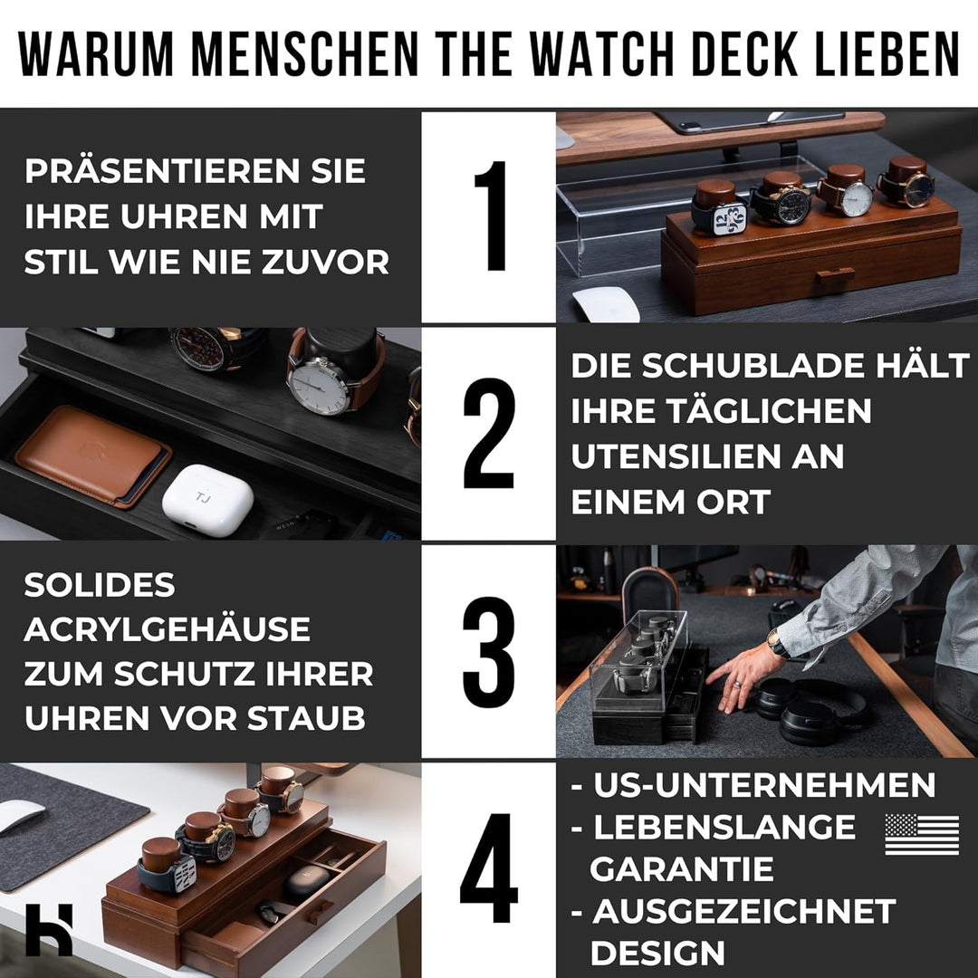 Uhrenvitrine Uhrenständer - Weihnachtsgeschenke für Männer, Papa, Ehemann - Holz Herrenuhrenkasten U