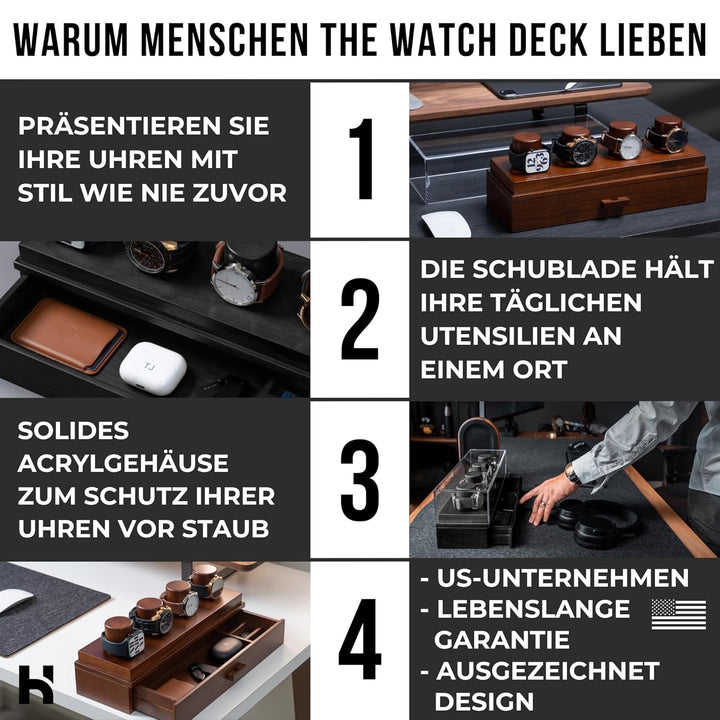Uhrenvitrine Uhrenständer - Weihnachtsgeschenke für Männer, Papa, Ehemann - Holz Herrenuhrenkasten U